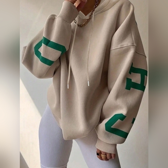 Short Length Hoodie With Text Print - Picture 2 of 5